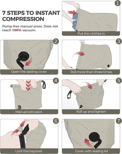 Travel Laundry Bag, Pump-Free Vacuum Compression Dirty Clothes Bag, Medium - Image 5