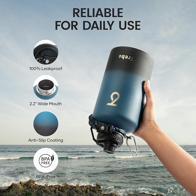 Trebo Water Bottle 64oz with Paracord Handle, Half Gallon Large Vacuum Triple - Image 5