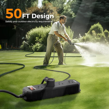 Outdoor Power Strip Weatherproof, 50 FT Extension Cord, Diivoo Waterproof Surge - Image 2