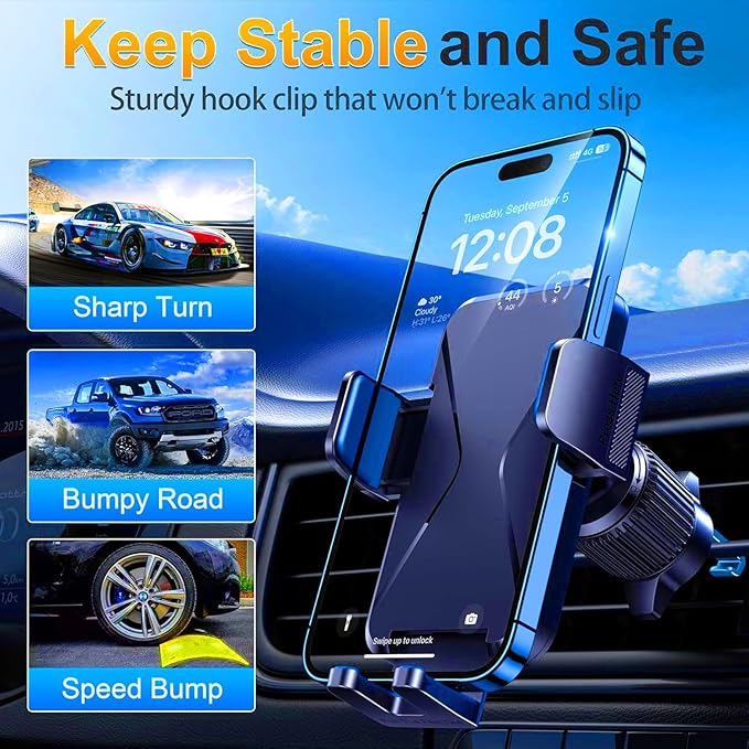 Qifutan Cell Phone Holder for Car Mount Car Vent Phone Mount, 360° Rotatable - Image 3
