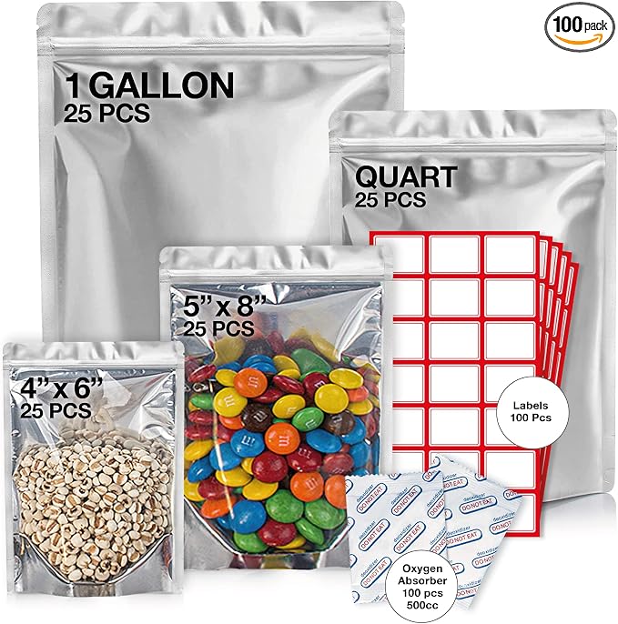 BELLE KR® 100 Pcs Assorted Mylar Bags by BELLEKR