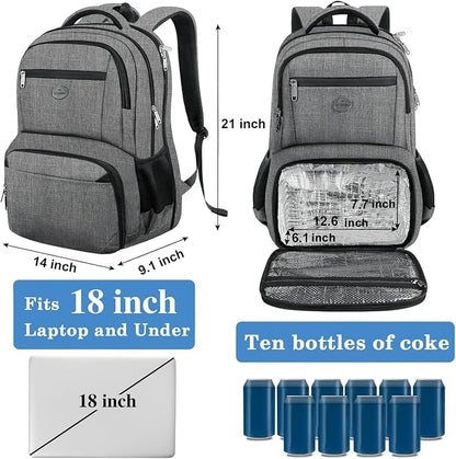 MATEIN Laptop Backpack with Lunch Box, 18 Inch Gray Mens Work Backpack - Image 4