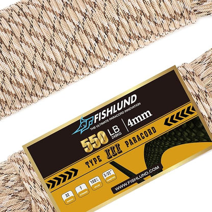 Paracord 550 lb, 7 Strand Paracord Rope 50ft 4mm, Nylon Parachute Cord by FISHLUND