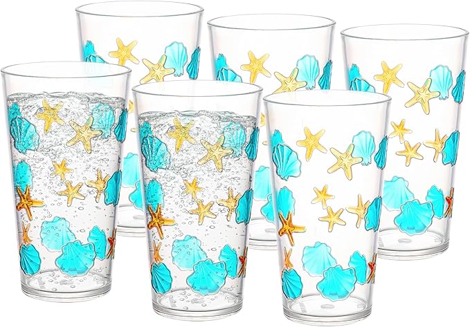 KLIFA- HAWAII series- 20.9 ounce, Sea World Acrylic Drinking Glasses, by KLIFAHome