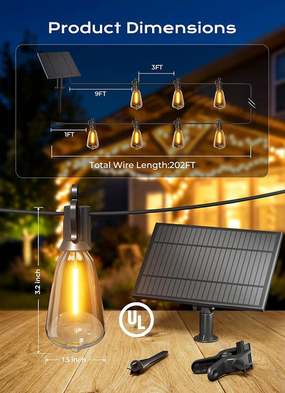 Brightown 202FT Solar String Lights Outdoor Waterproof, Patio Lights - Image 6