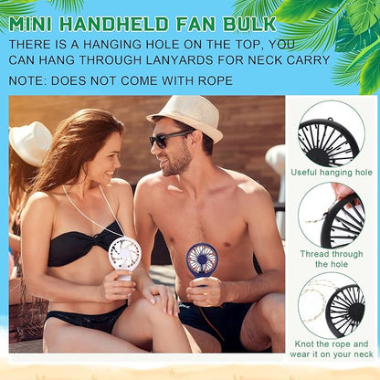 Woanger 12 Pcs Mini Handheld Fan Bulk 3 Speed USB Electric Battery Operated - Image 5