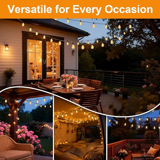 50FT Outdoor String Lights, 15m Waterproof Remote LED Patio Lights - Image 9