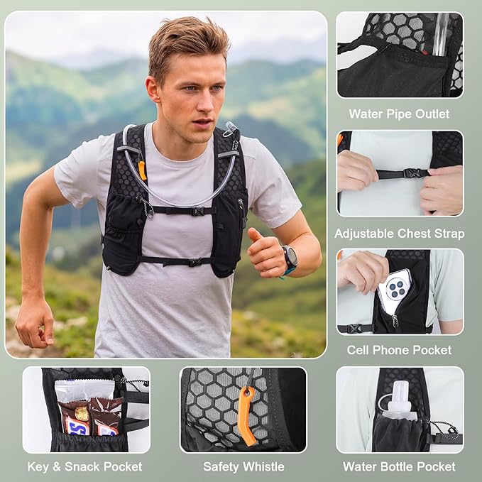 KUYOU Running Vest for Women & Men, Lightweight Hydration Backpack - Image 3