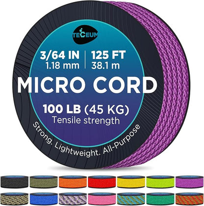 TECEUM Micro Paracord – 1.18 mm X 125 ft – Micro Utility Cord – Thin Braided by TECEUM
