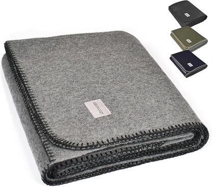 Military Style Wool Blanket – Cushioned, Breathable, Warm & Washable – by GREENCOZY