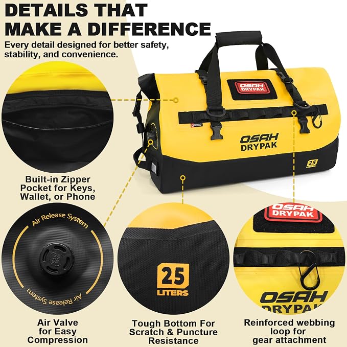 OSAH DRYPAK Waterproof Duffel Bag 25L/40L/60L – Heavy-Duty Motorcycle Tail Bag - Image 3
