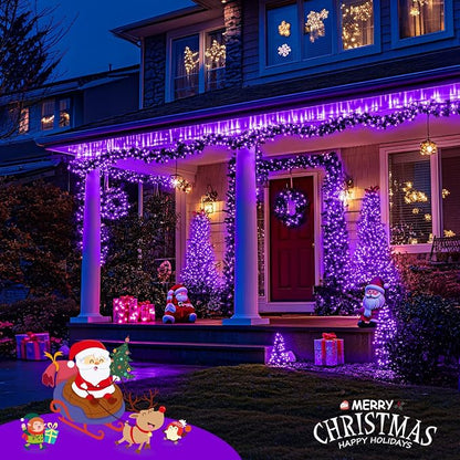 JMEXSUSS 150 LED Purple Christmas Lights Indoor, 8 Modes Connectable String - Image 3