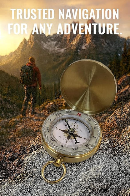 Glow in the Dark Brass Pocket Compass - Image 2