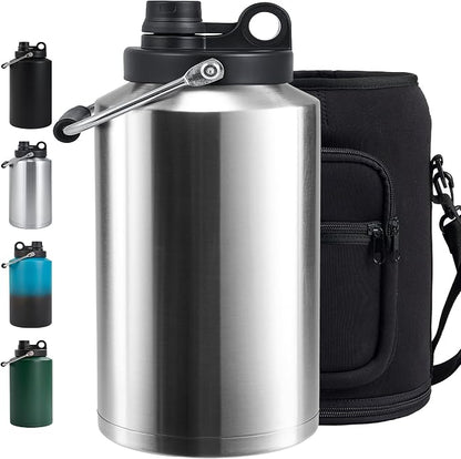 Insulated Gallon Jug with Handle, One Gallon, 128oz Stainless Steel, Large by Kerilyn
