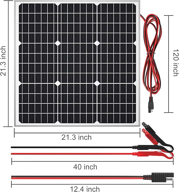SOLPERK Solar Panel Kit 50W 12V, Waterproof Solar Battery Trickle Charger - Image 6