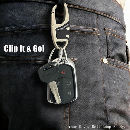 Keychain with Carabiner Clip, 4 Heavy Duty Key Rings and D Ring - Image 3