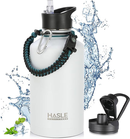 HASLE OUTFITTERS Half Gallon Insulated Water Bottles 64 oz, Stainless Steel by HASLEOUTFITTERS