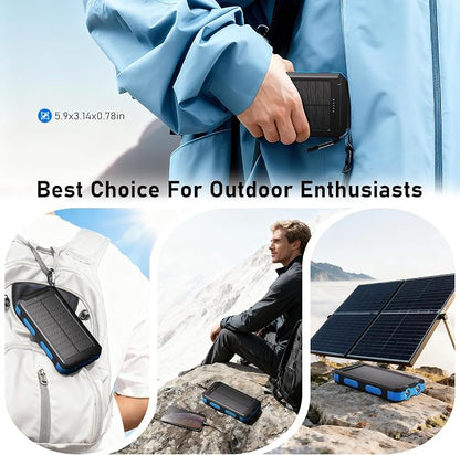 Durecopow Solar Charger Power Bank 20, Portable Charger, 4 Cables 3 Ports Fast - Image 9