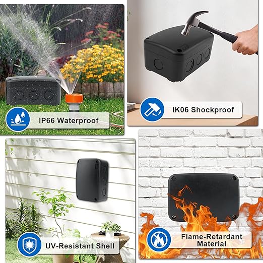 Outdoor Junction Box, Nineleaf IP66 Waterproof Electrical Project Boxes PVC/ABS - Image 3