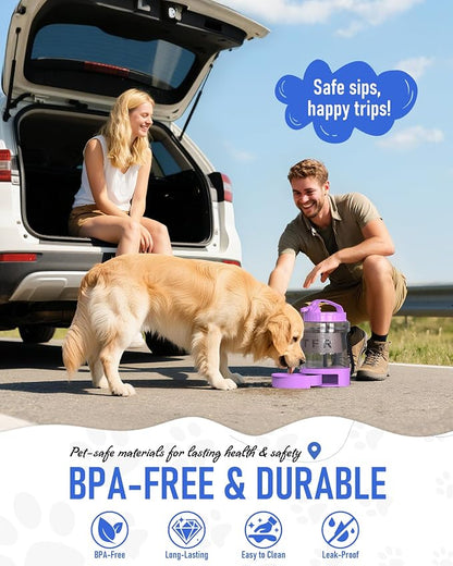 77oz Dog Travel Water Bottle, Large Portable Dog Water Bowl Dispenser, - Image 4