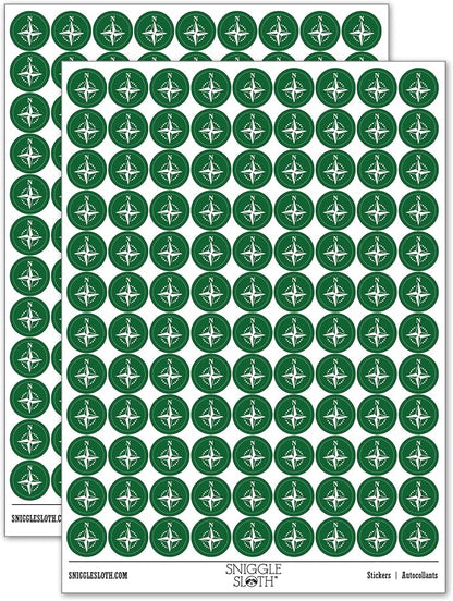 Compass Rose Nautical Star Navigation Map 200+ Round Stickers by Sniggle+Sloth