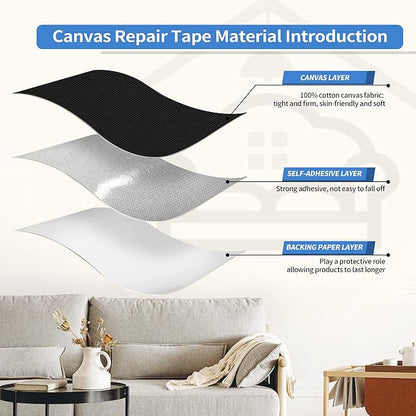 KING MOUNTAIN Canvas Repair Patch 16×60 Inch Self-Adhesive Waterproof Fabric - Image 3