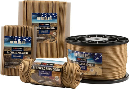 HERCULES 750lb Paracord 4mm 11 Strands Tactical Parachute Cord, Outdoor Gear by HERCULES