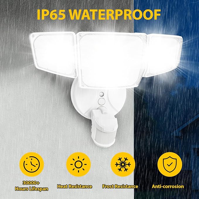 90W 10000LM LED Security Lights Motion Sensor Outdoor Lights, 4 Head Dusk to - Image 6