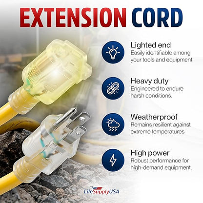 3ft Outdoor/Indoor Extension Cord 12/3 Gauge Extra Heavy Duty 3 Prong SJTW - Image 2