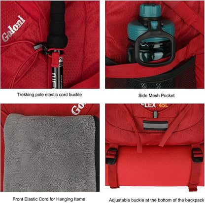 Goloni 45L Hiking Backpack Lightweight Foldable, Waterproof Camping Backpack - Image 7