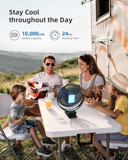 Koonie 10000mAh Rechargeable Portable 8-Inch Clip-on Fan, USB Car Fan 4 Speeds - Image 3