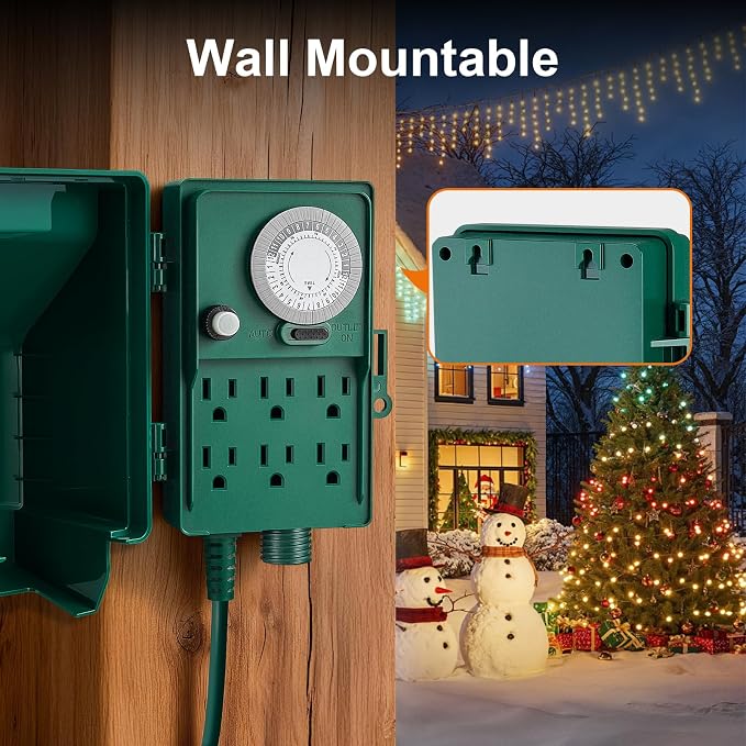 SURAIELEC Outdoor Power Stake, 24-Hour Mechanical Light Timer, Electrical Power - Image 6