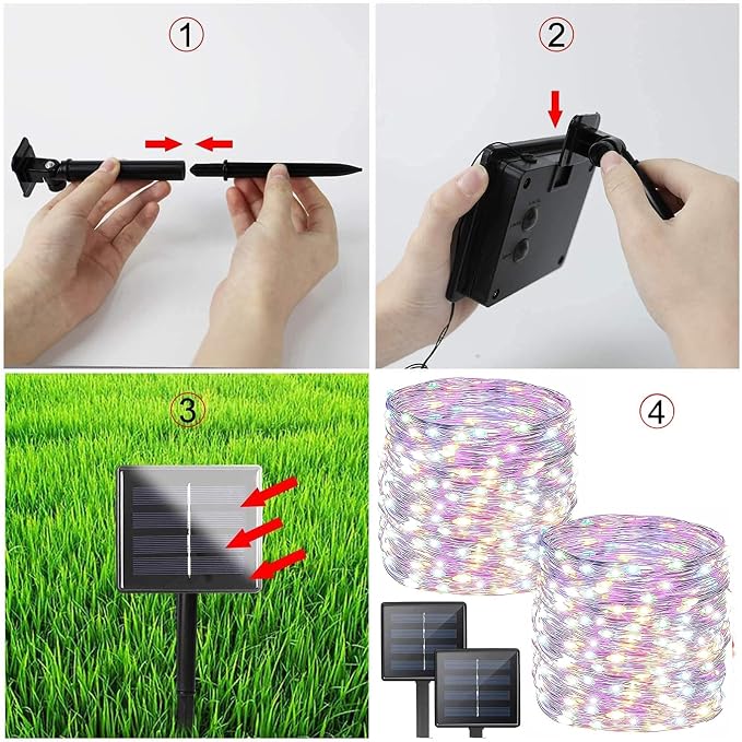 Solar String Lights Outdoor, 2 Pack Total 80FT 200 LED Solar Christmas Twinkle - Image 4