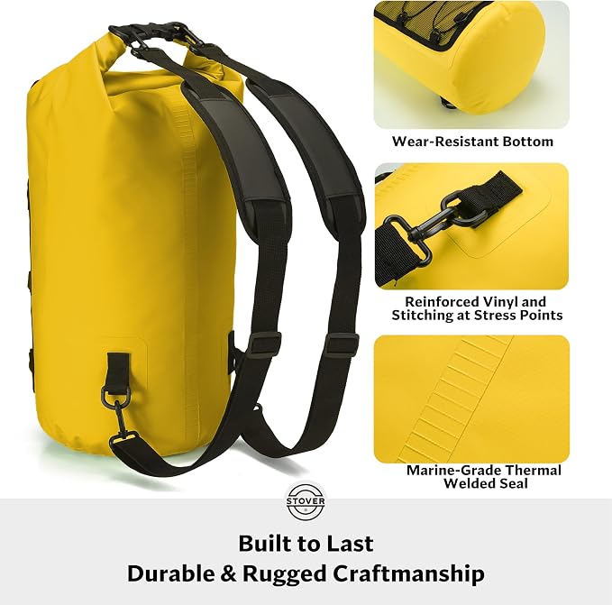 STOVER 5/10/25/30/40/55L Waterproof Dry Bag- Roll-Top Backpack w/Phone Case- - Image 4