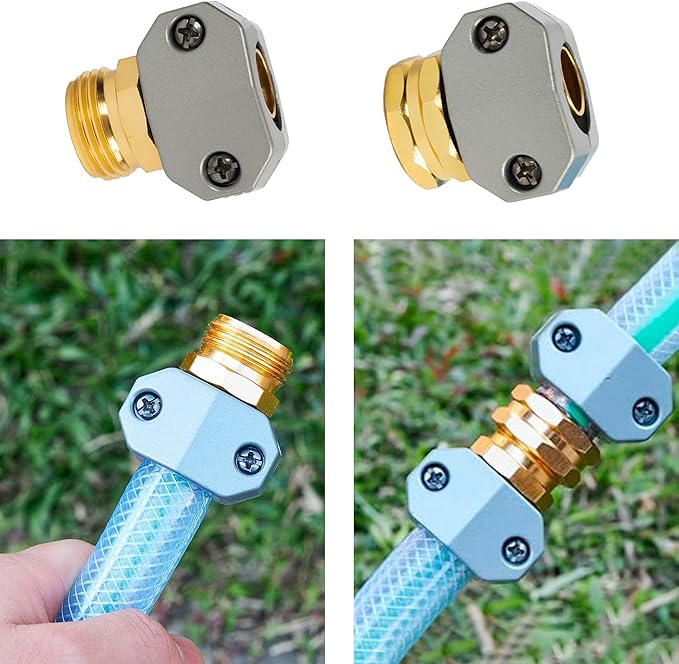 Hourleey Garden Hose Repair Kit, 4 Sets Aluminum Alloy Garden Hose End Mender - Image 6