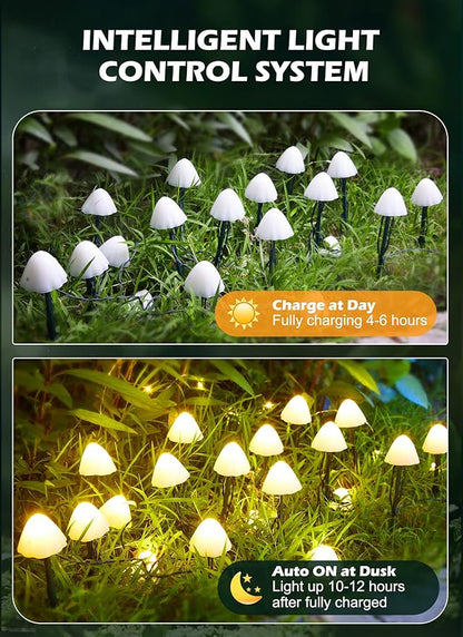 Solar Mushroom Garden Lights for Outside, 20 LED 32.8FT Solar Pathway Lights - Image 4