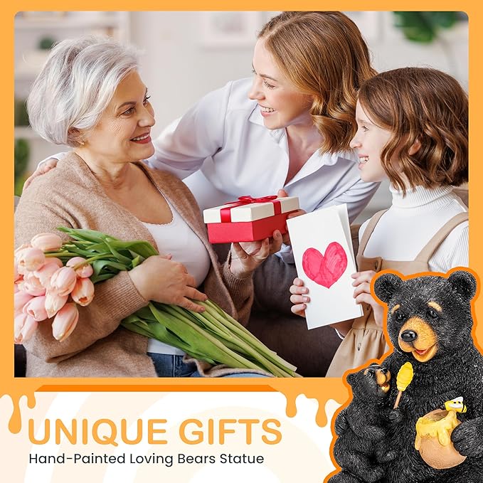 GIGALUMI Solar Garden Statues Bears 9", Loving Black Bear Decor, Yard - Image 8