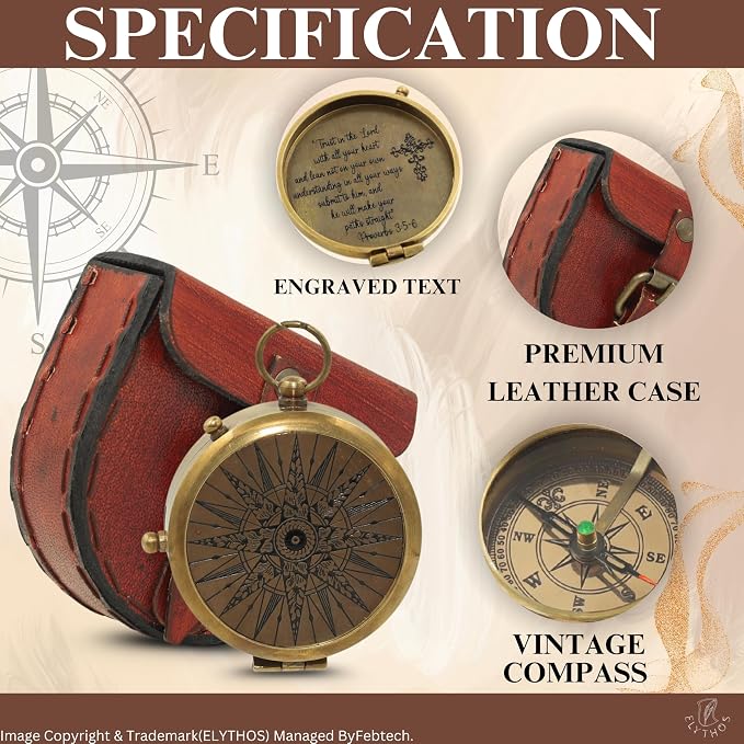 Handmade Brass Antique Compass - Image 7