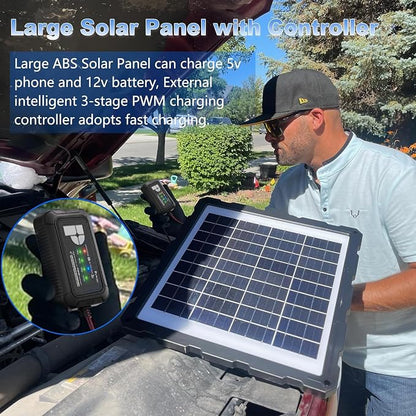 POWOXI-Upgraded-20W-Solar-Battery-Charger-Maintainer, External Smart 3-Stages - Image 2