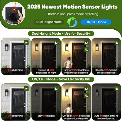 BesLowe Upgraded Motion Sensor Outdoor Wall Light, 13” Dusk to Dawn Porch Light - Image 3