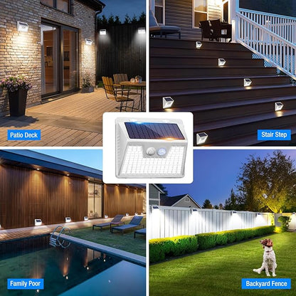 Peasur Solar Powered Lights Outdoor Motion Sensor, 2 Pack 140 LED Fence Light - Image 2
