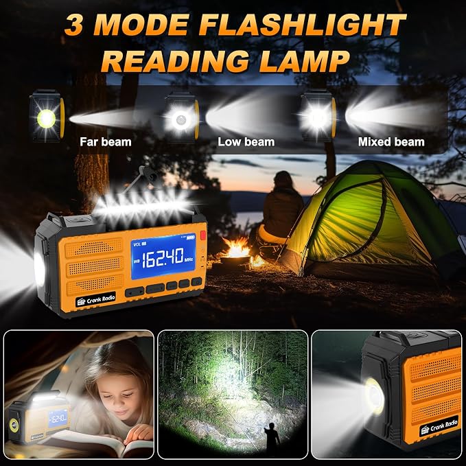 Emergency Crank Radio Solar Hand Crank Emergency Radio 37000mWh AM/FM NOAA - Image 6