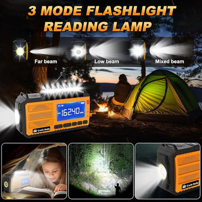 Emergency Crank Radio Solar Hand Crank Emergency Radio 37000mWh AM/FM NOAA - Image 6