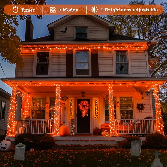 JMEXSUSS 400 LED Orange Lights for Halloween Decor, 132ft Orange String Lights - Image 2