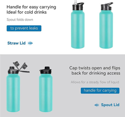 VEGOND 40 oz Insulated Water Bottle Stainless Steel Metal Water Bottles - Image 5