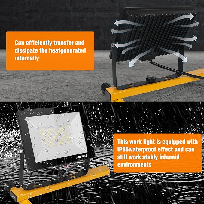 LED Work Lights with Stand, 21000 Lumen, 2-Head Adjustable Work Light, - Image 7