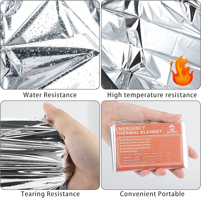 QIO CHUANG Emergency Mylar Thermal Blankets -Space Blanket Survival kit Camping - Image 4