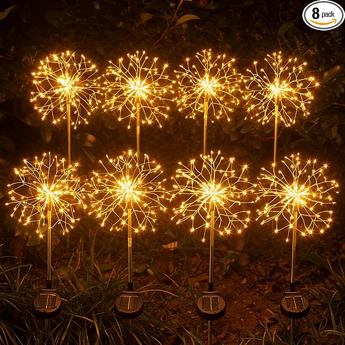 Solar Garden Lights Outdoor Yard Decorations, 8 Pack 150Leds Pathway Lights by WhereLightMeetsLife