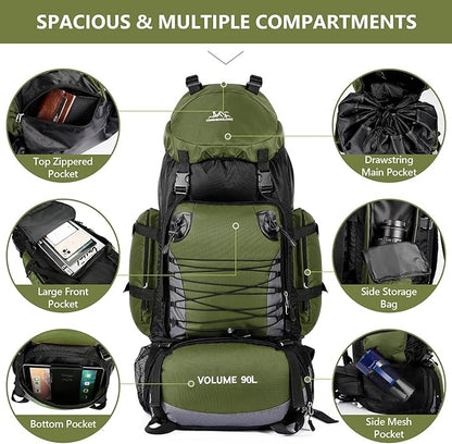 90L Hiking Backpack, Waterproof Camping Bag - Image 3