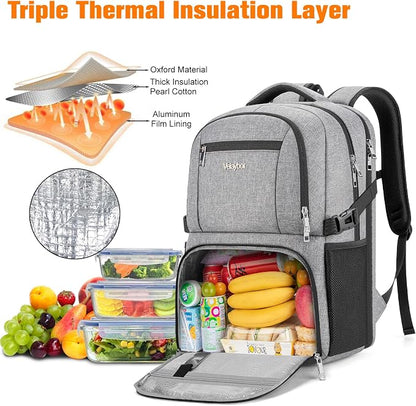 Insulated Lunch Backpack Fit 17" Laptop, Work Backpack - Image 3